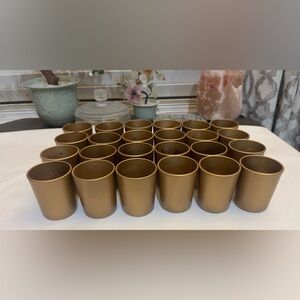 24 Glass Votive Candle Holders Bundle Lot Matte Gold